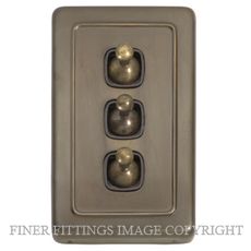 TRADCO 5894 SWITCH TOGGLE 3 GANG ANTIQUE BRASS-BROWN