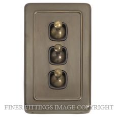 TRADCO 5894 SWITCH TOGGLE 3 GANG ANTIQUE BRASS-BROWN