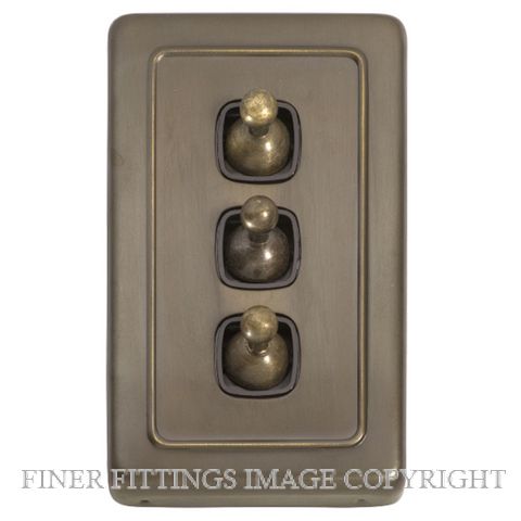 TRADCO 5894 SWITCH TOGGLE 3 GANG ANTIQUE BRASS-BROWN