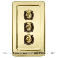 TRADCO 5904 SWITCH TOGGLE 3 GANG POLISHED BRASS-BROWN