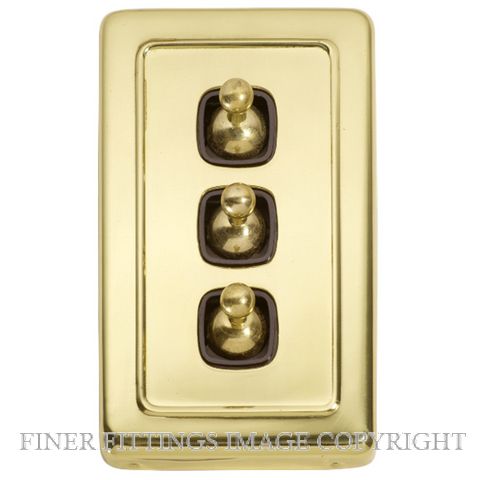 TRADCO 5904 SWITCH TOGGLE 3 GANG POLISHED BRASS-BROWN