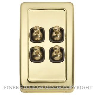 TRADCO 5905 SWITCH TOGGLE 4 GANG POLISHED BRASS-BROWN