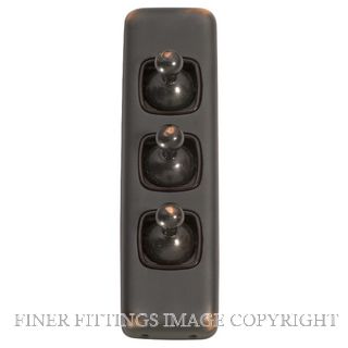 TRADCO 5916 SWITCH TOGGLE 3 GANG ANTIQUE COPPER-BROWN