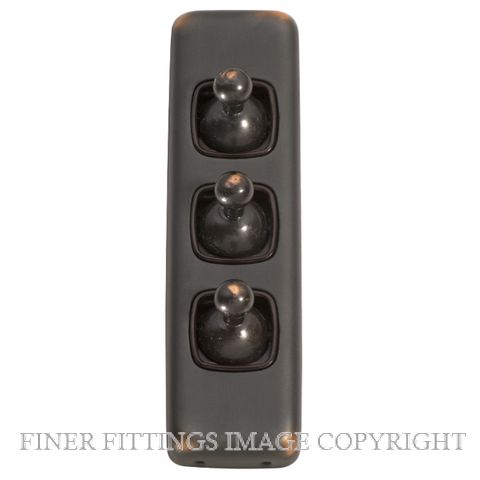 TRADCO 5916 SWITCH TOGGLE 3 GANG ANTIQUE COPPER-BROWN