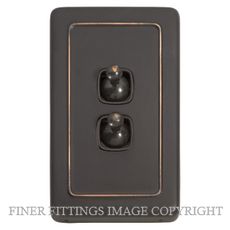 TRADCO 5913 SWITCH TOGGLE 2 GANG ANTIQUE COPPER-BROWN