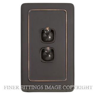 TRADCO 5913 SWITCH TOGGLE 2 GANG ANTIQUE COPPER-BROWN