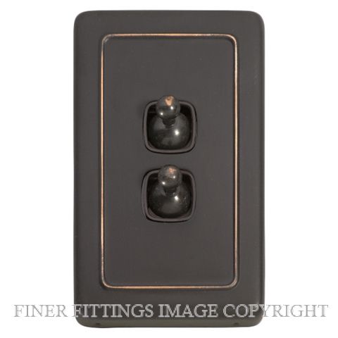 TRADCO 5913 SWITCH TOGGLE 2 GANG ANTIQUE COPPER-BROWN