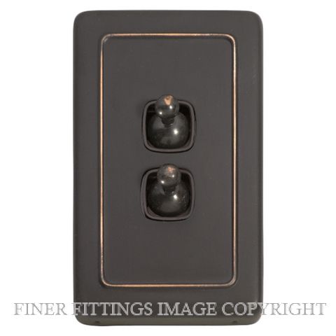 TRADCO 5913 SWITCH TOGGLE 2 GANG ANTIQUE COPPER-BROWN