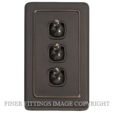 TRADCO 5914 SWITCH TOGGLE 3 GANG ANTIQUE COPPER-BROWN