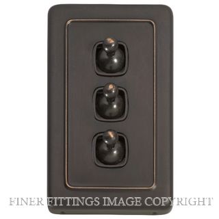 TRADCO 5914 SWITCH TOGGLE 3 GANG ANTIQUE COPPER-BROWN