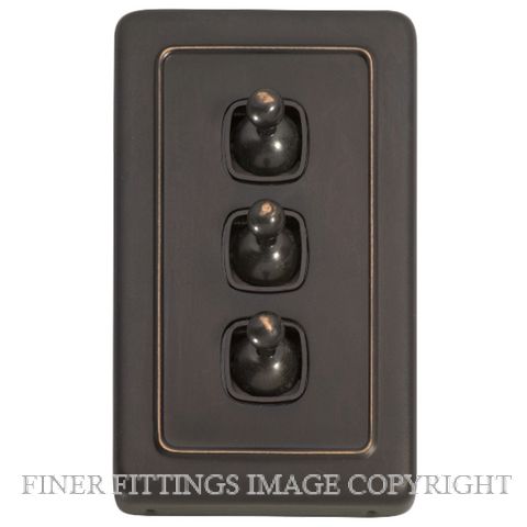 TRADCO 5914 SWITCH TOGGLE 3 GANG ANTIQUE COPPER-BROWN