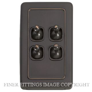 TRADCO 5915 SWITCH TOGGLE 4 GANG ANTIQUE COPPER-BROWN