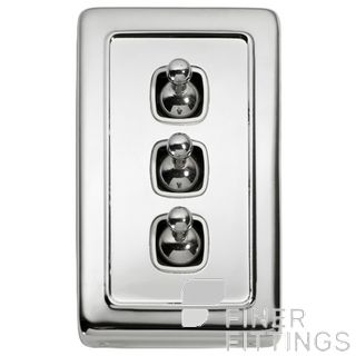 TRADCO 5944 SWITCH TOGGLE 3 GANG CHROME PLATE-WHITE
