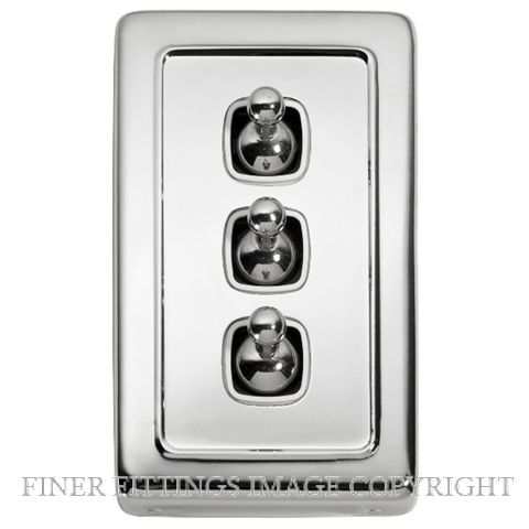 TRADCO 5944 SWITCH TOGGLE 3 GANG CHROME PLATE-WHITE