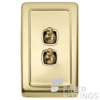 TRADCO 5953 SWITCH TOGGLE 2 GANG POLISHED BRASS-WHITE