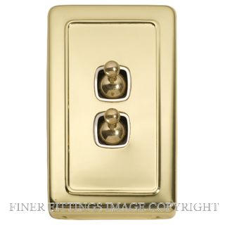 TRADCO 5953 SWITCH TOGGLE 2 GANG POLISHED BRASS-WHITE