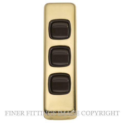 TRADCO 5806 SWITCH ROCKER 3 GANG POLISHED BRASS-BROWN