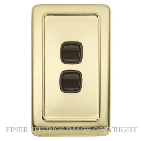 TRADCO 5803 SWITCH ROCKER 2 GANG POLISHED BRASS-BROWN
