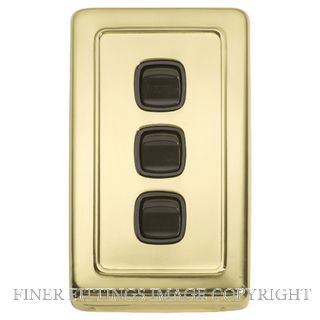 TRADCO 5804 SWITCH ROCKER 3 GANG POLISHED BRASS-BROWN