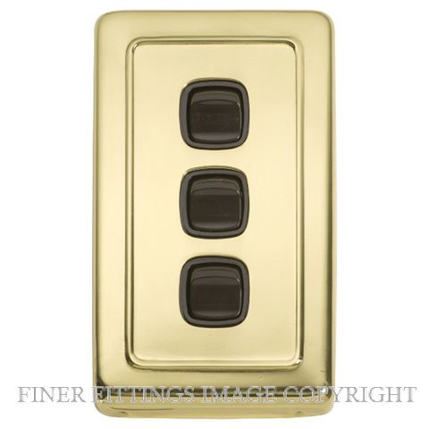 TRADCO 5804 SWITCH ROCKER 3 GANG POLISHED BRASS-BROWN