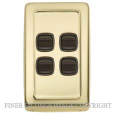 TRADCO 5805 SWITCH ROCKER 4 GANG POLISHED BRASS-BROWN