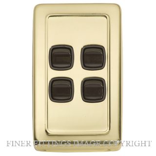 TRADCO 5805 SWITCH ROCKER 4 GANG POLISHED BRASS-BROWN