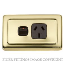TRADCO 5808 SINGLE POWER POINT POLISHED BRASS-BROWN