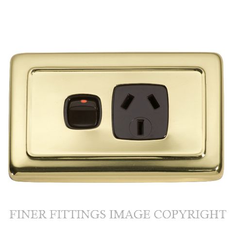 TRADCO 5808 SINGLE POWER POINT POLISHED BRASS-BROWN