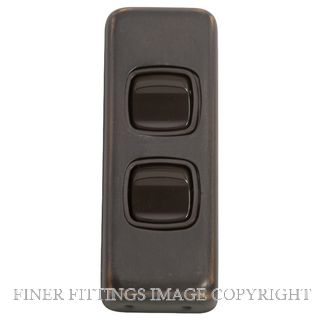 TRADCO 5811 SWITCH ROCKER 2 GANG ANTIQUE COPPER-BROWN