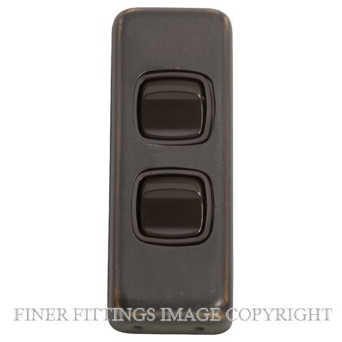 TRADCO 5811 SWITCH ROCKER 2 GANG ANTIQUE COPPER-BROWN