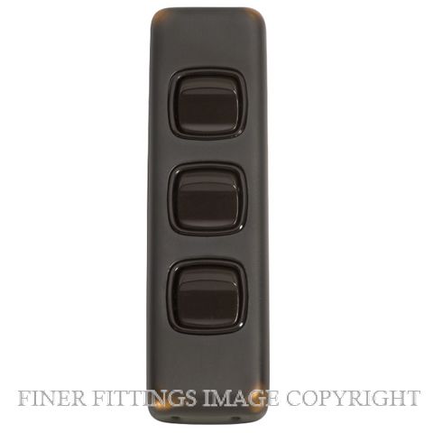 TRADCO 5816 SWITCH ROCKER 3 GANG ANTIQUE COPPER-BROWN