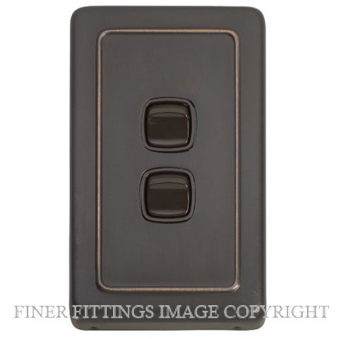 TRADCO 5813 SWITCH ROCKER 2 GANG ANTIQUE COPPER-BROWN