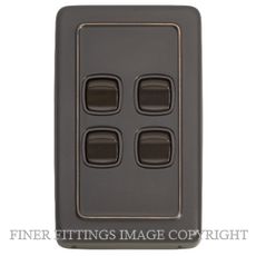 TRADCO 5815 SWITCH ROCKER 4 GANG ANTIQUE COPPER-BROWN