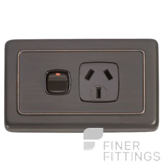 TRADCO 5818 SINGLE POWER POINT ANTIQUE COPPER-BROWN