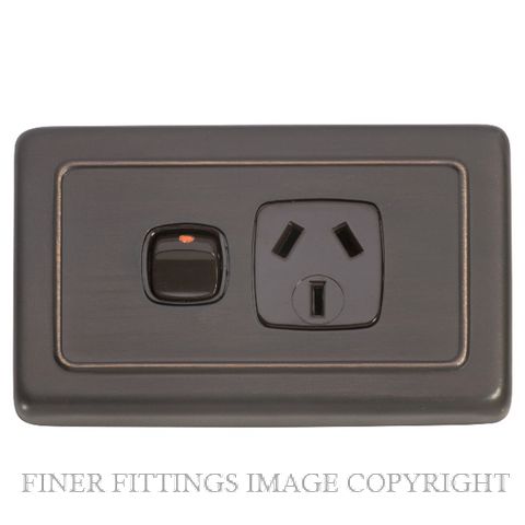 TRADCO 5818 SINGLE POWER POINT ANTIQUE COPPER-BROWN