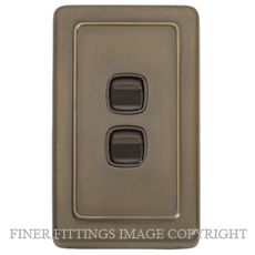 TRADCO 5843 SWITCH ROCKER 2 GANG ANTIQUE BRASS-BROWN