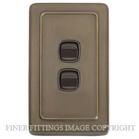 TRADCO 5843 SWITCH ROCKER 2 GANG ANTIQUE BRASS-BROWN