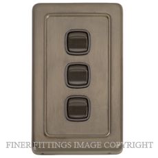 TRADCO 5844 SWITCH ROCKER 3 GANG ANTIQUE BRASS-BROWN