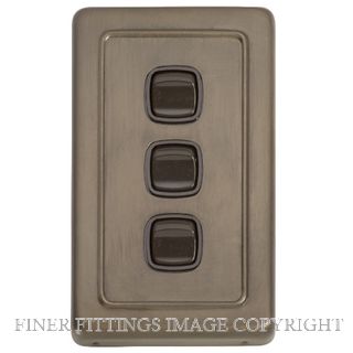 TRADCO 5844 SWITCH ROCKER 3 GANG ANTIQUE BRASS-BROWN