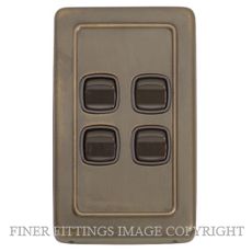 TRADCO 5845 SWITCH ROCKER 4 GANG ANTIQUE BRASS-BROWN