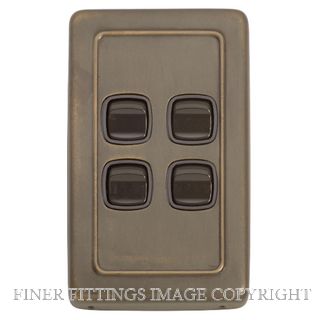 TRADCO 5845 SWITCH ROCKER 4 GANG ANTIQUE BRASS-BROWN