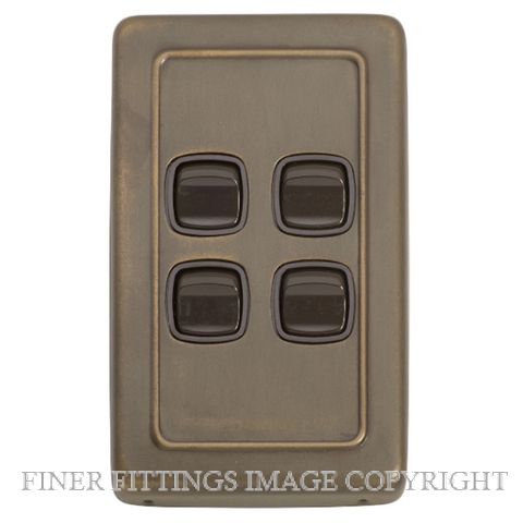 TRADCO 5845 SWITCH ROCKER 4 GANG ANTIQUE BRASS-BROWN