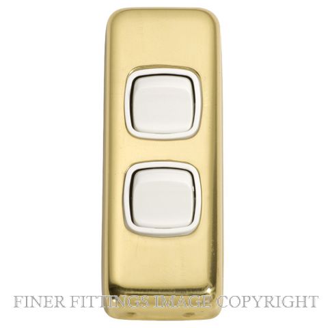 TRADCO 5851 SWITCH ROCKER 2 GANG POLISHED BRASS-WHITE