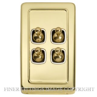 TRADCO 5955 SWITCH TOGGLE 4 GANG POLISHED BRASS-WHITE