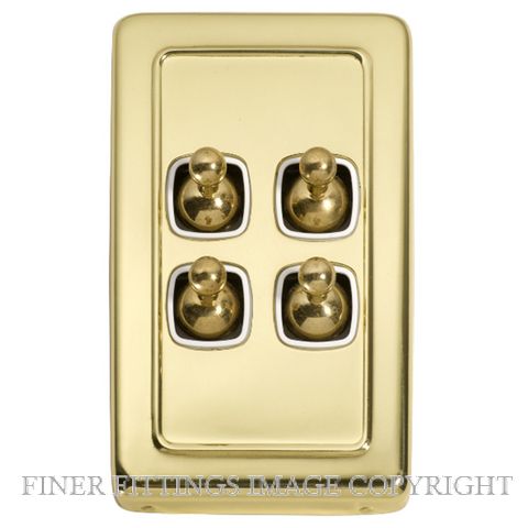 TRADCO 5955 SWITCH TOGGLE 4 GANG POLISHED BRASS-WHITE