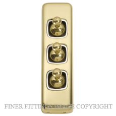 TRADCO 5956 SWITCH TOGGLE 3 GANG POLISHED BRASS-WHITE