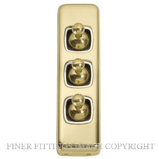 TRADCO 5956 SWITCH TOGGLE 3 GANG POLISHED BRASS-WHITE