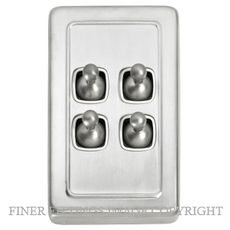 TRADCO 5975 SWITCH TOGGLE 4 GANG SATIN CHROME-WHITE