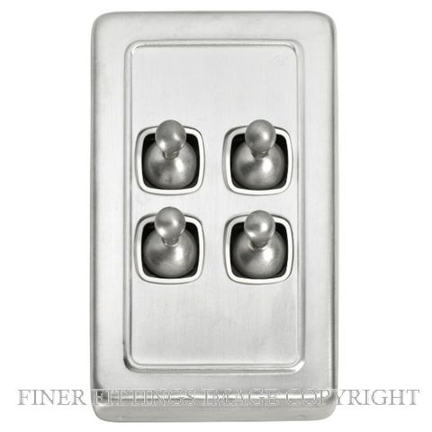 TRADCO 5975 SWITCH TOGGLE 4 GANG SATIN CHROME-WHITE