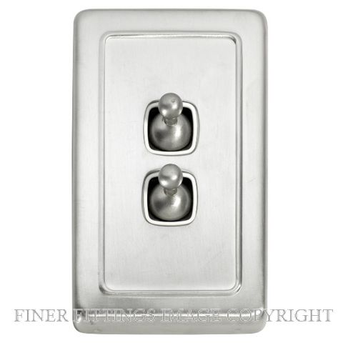 TRADCO 5973 SWITCH TOGGLE 2 GANG SATIN CHROME-WHITE